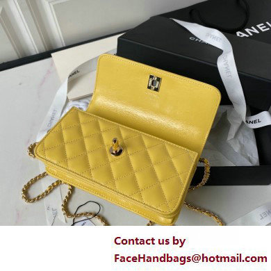 Chanel Shiny Crumpled Lambskin, Imitation Pearls  &  Gold-Tone Metal Clutch with Chain Bag AP3803 Yellow 2025